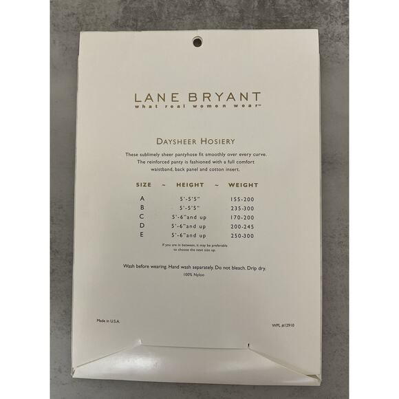 VTG Lane Bryant Daysheer Pantyhose Beige Size B Invisible Reinforced Toe -New - Picture 2 of 2